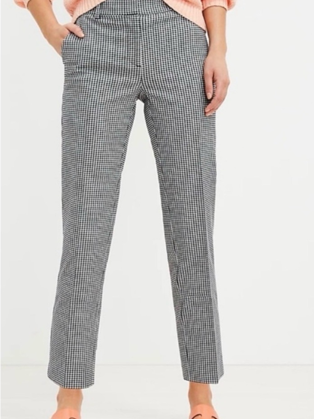 LOFT Riviera Slim Leg Trousers in Black and White Gingham 16 Curvy